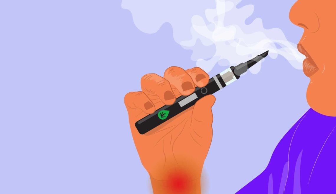 cartoon shows a person using a vape pen