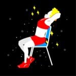 Cartoon shows a woman doing a seated thoratic extension stretch