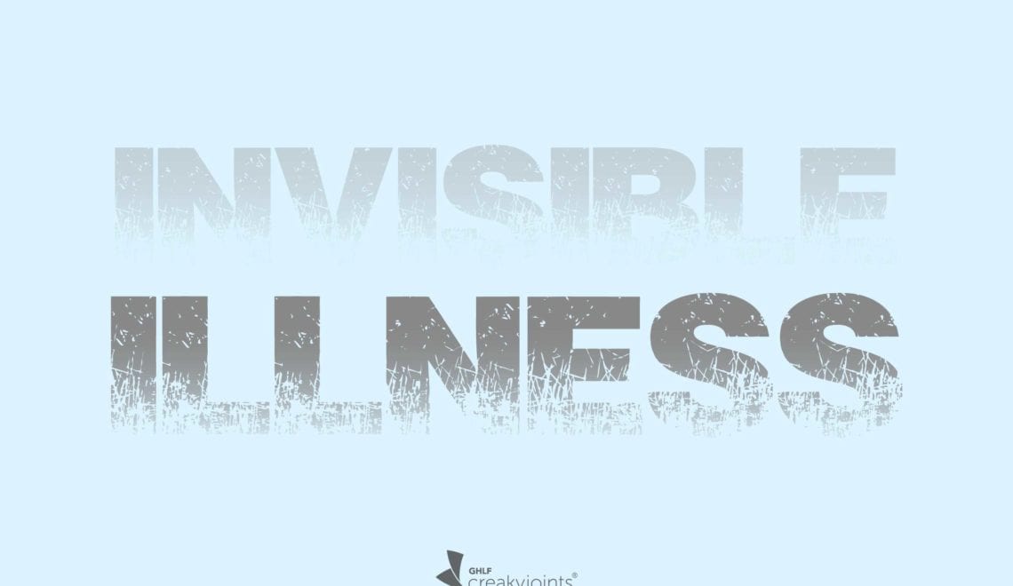 Image shows the word Illness in a distressed font. The shadow of the word says invisible in a lighter shade of gray.