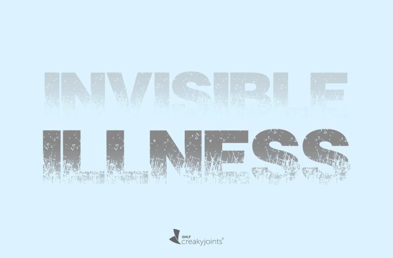 Image shows the word Illness in a distressed font. The shadow of the word says invisible in a lighter shade of gray.