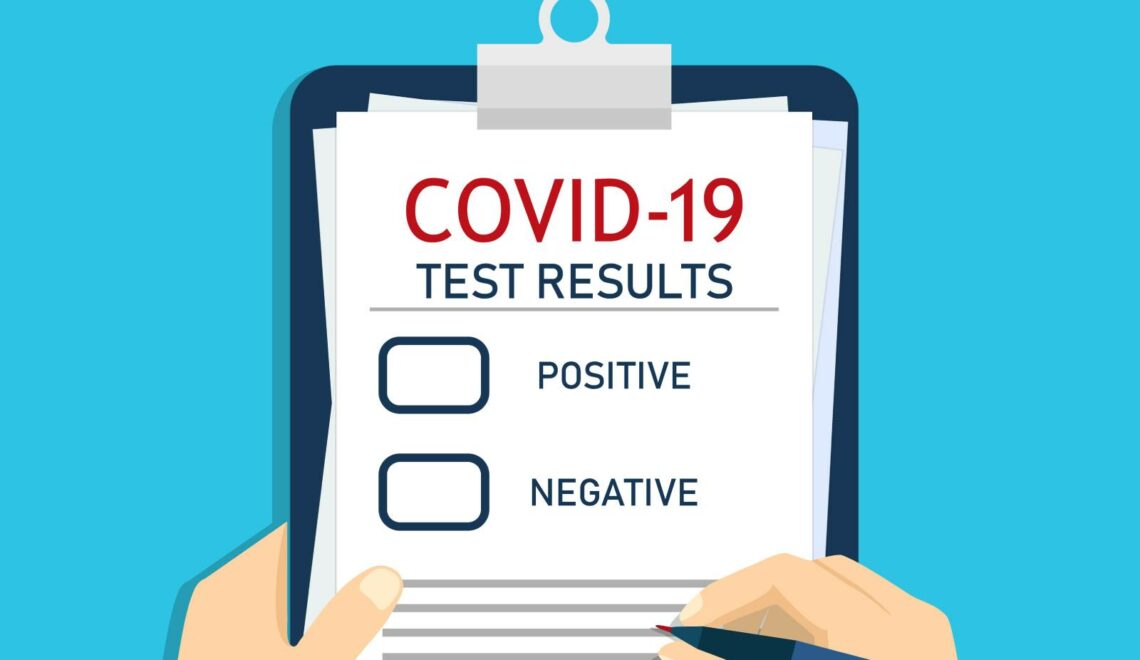 Form of covid report. Medical checklist with laboratory clinical result of coronavirus after test.