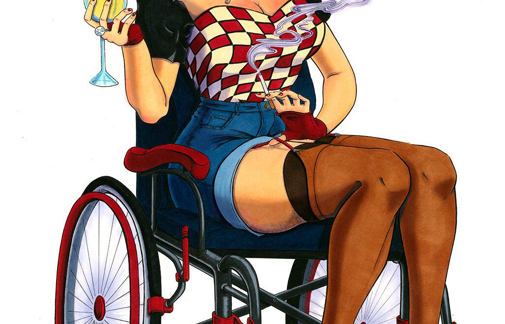 illustration of pin-up art style portrayal of Magdalena Truchan by artist friend Delilah Blue Flynn