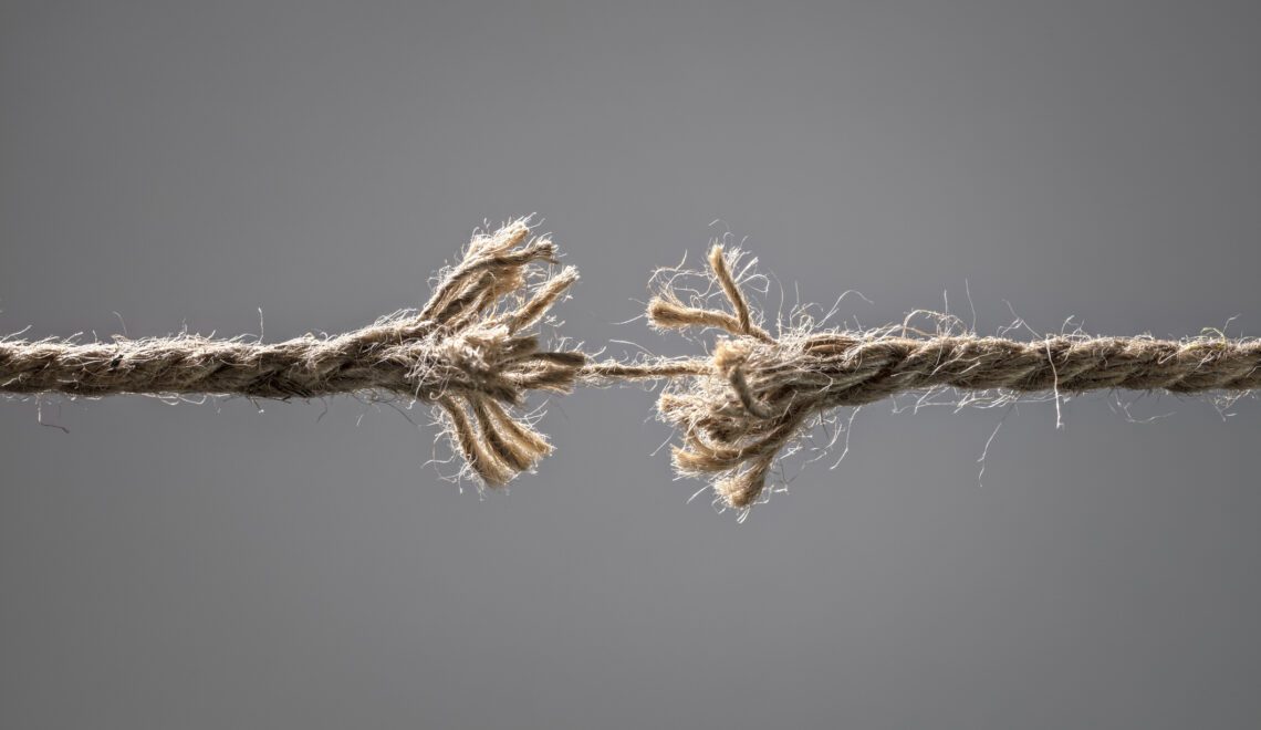 Image of frayed rope about to break concept for coping with chronic illness