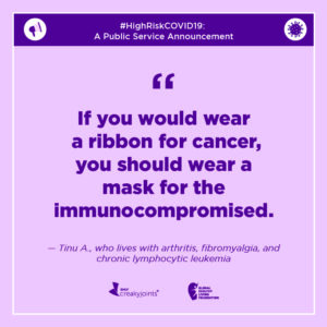 Designed quote about wearing mask for immunocompromised