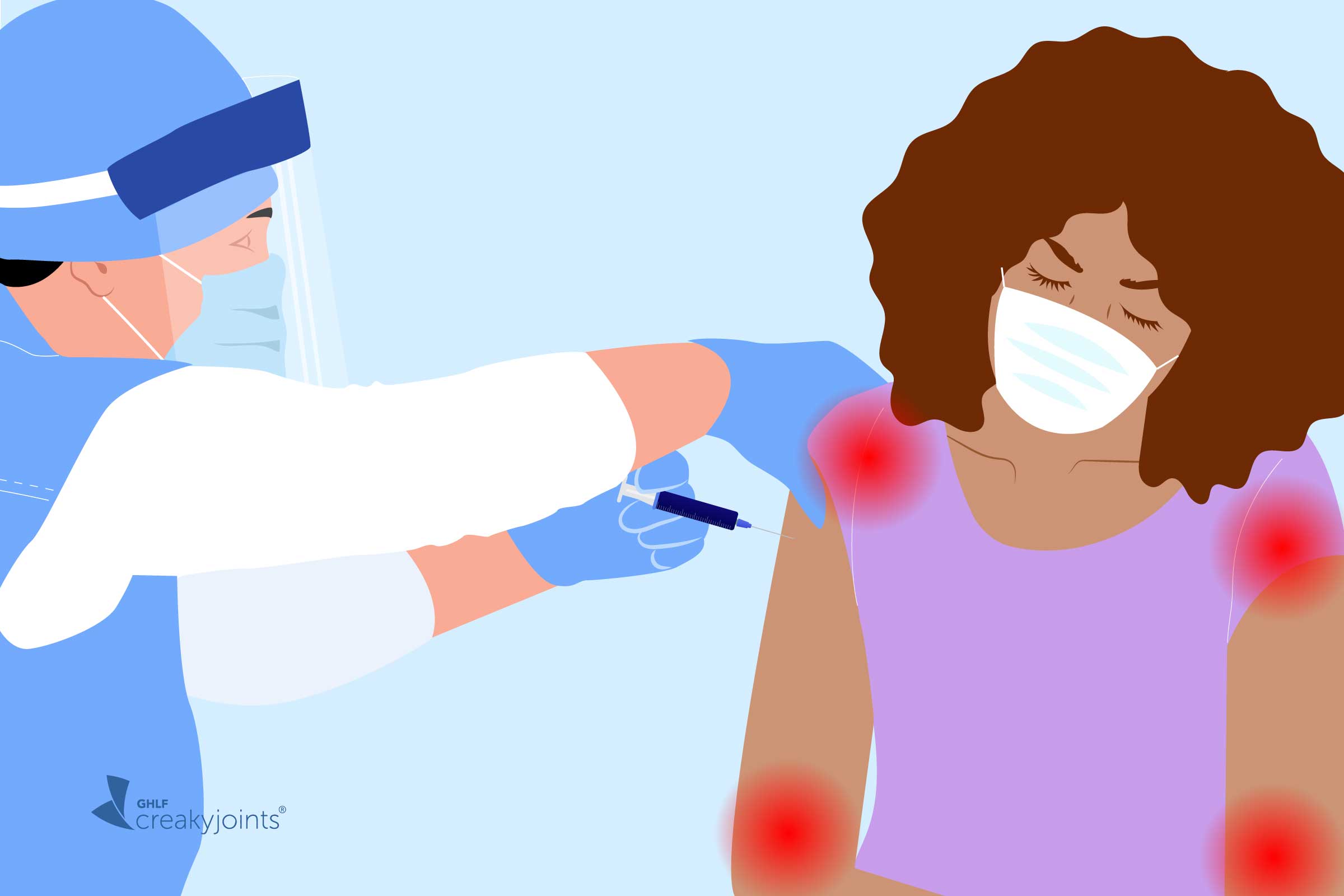 Ilustration of doctor giving patient vaccine