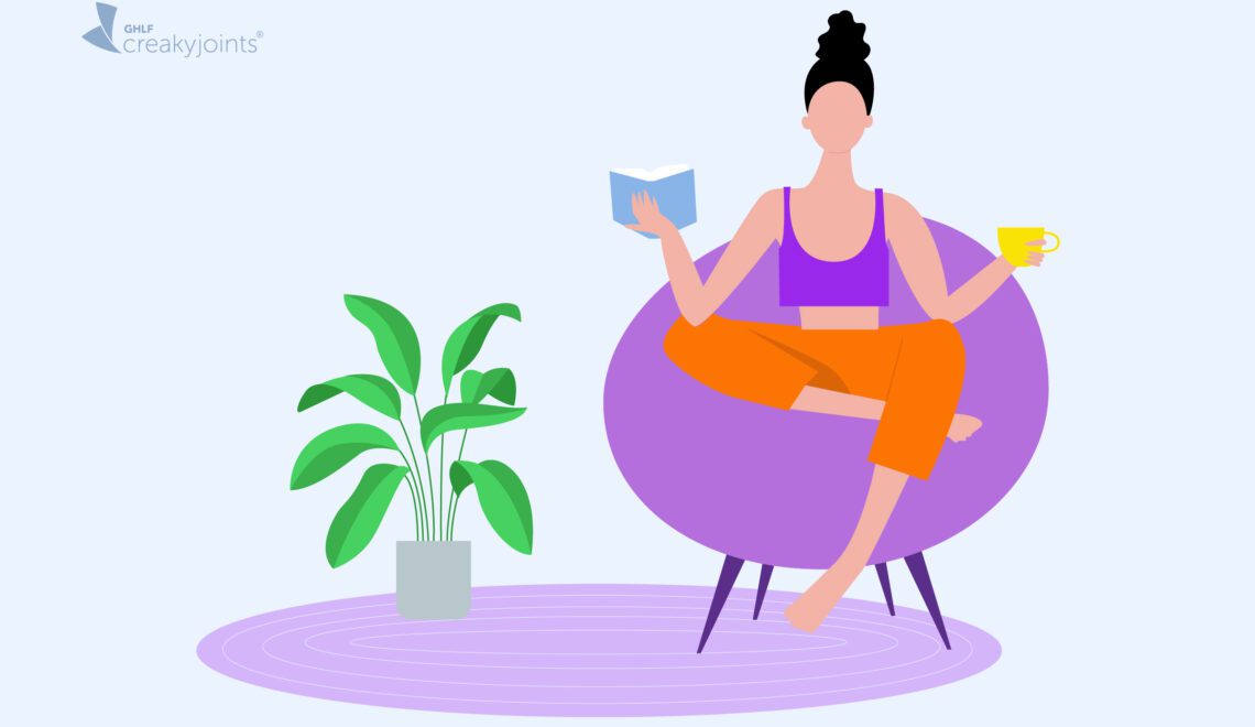 Illustration of woman practicing self care