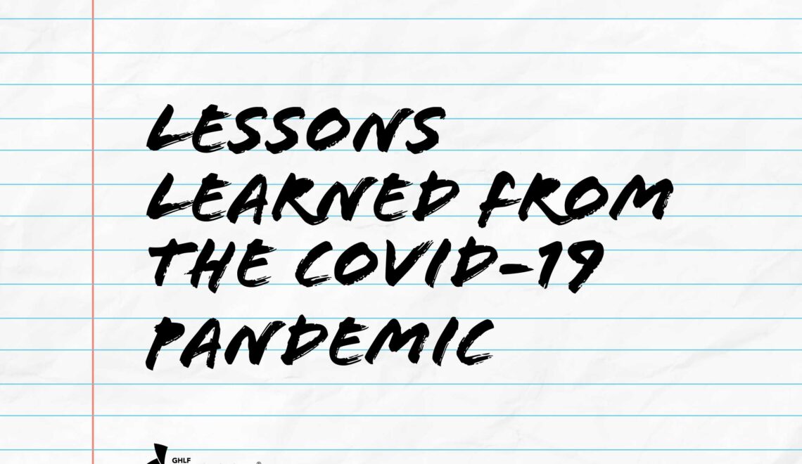 Printed page with text lessons learned from the covid-19 pandemci