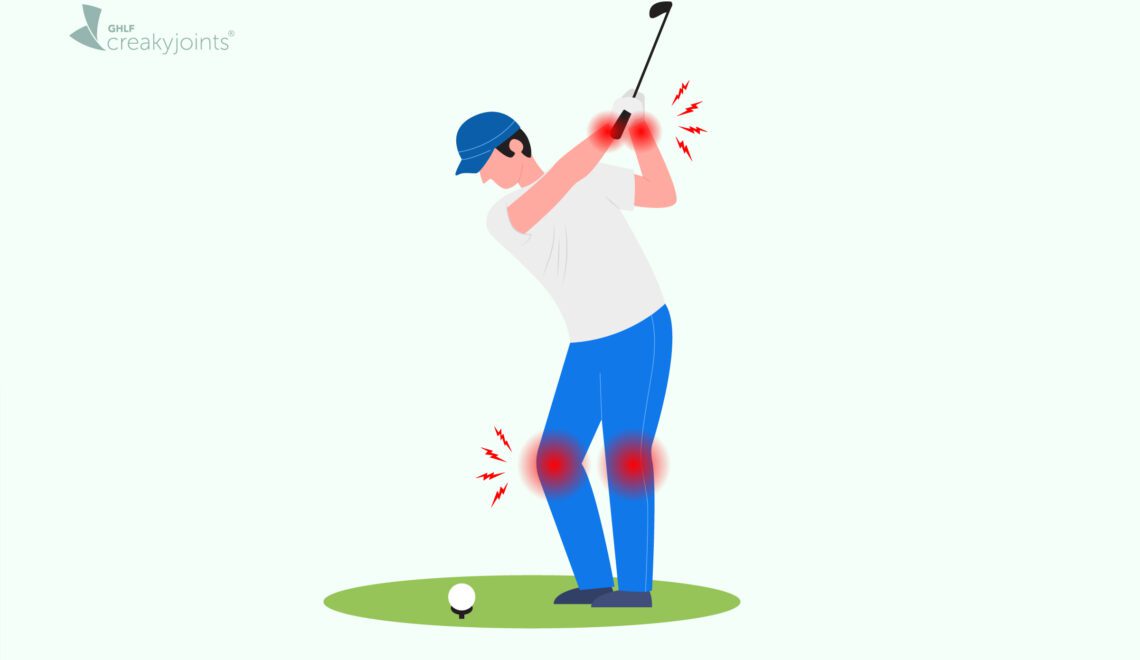 illustration of golfer with arthritis pain