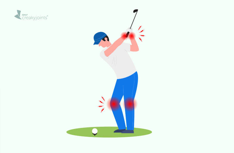 illustration of golfer with arthritis pain