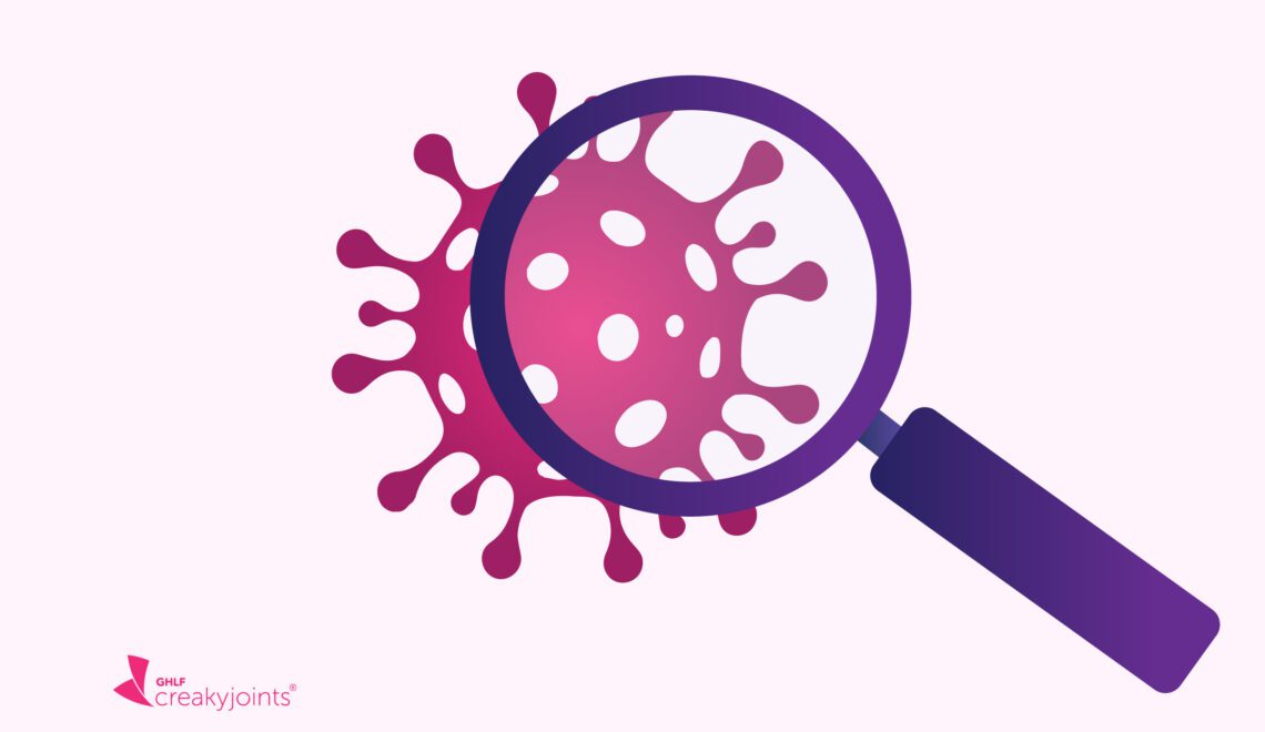 illustration of COVID virus with magnify glass