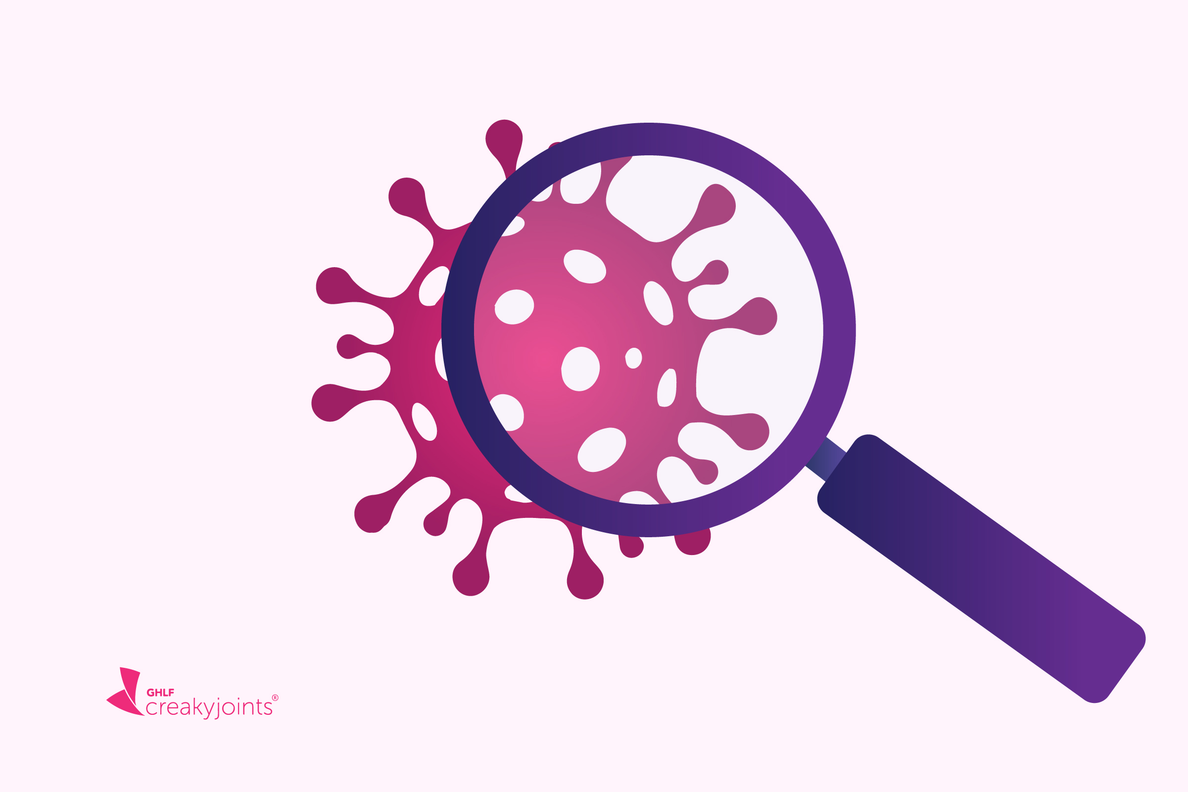 illustration of COVID virus with magnify glass
