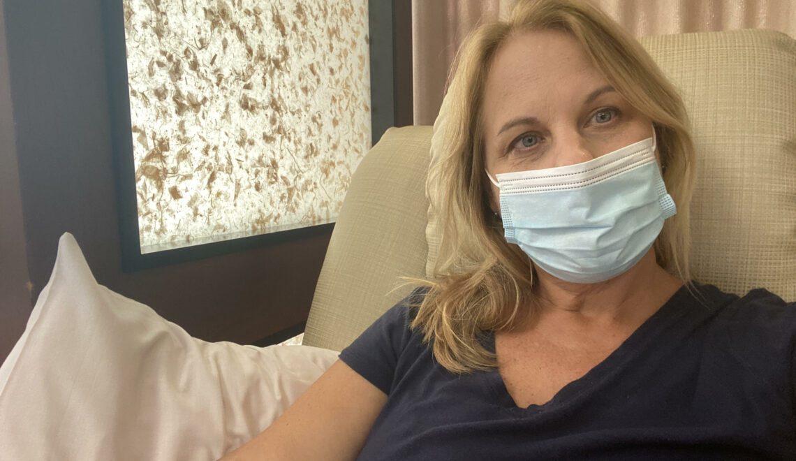 Patient advocate Shelley Fritz in infusion suite