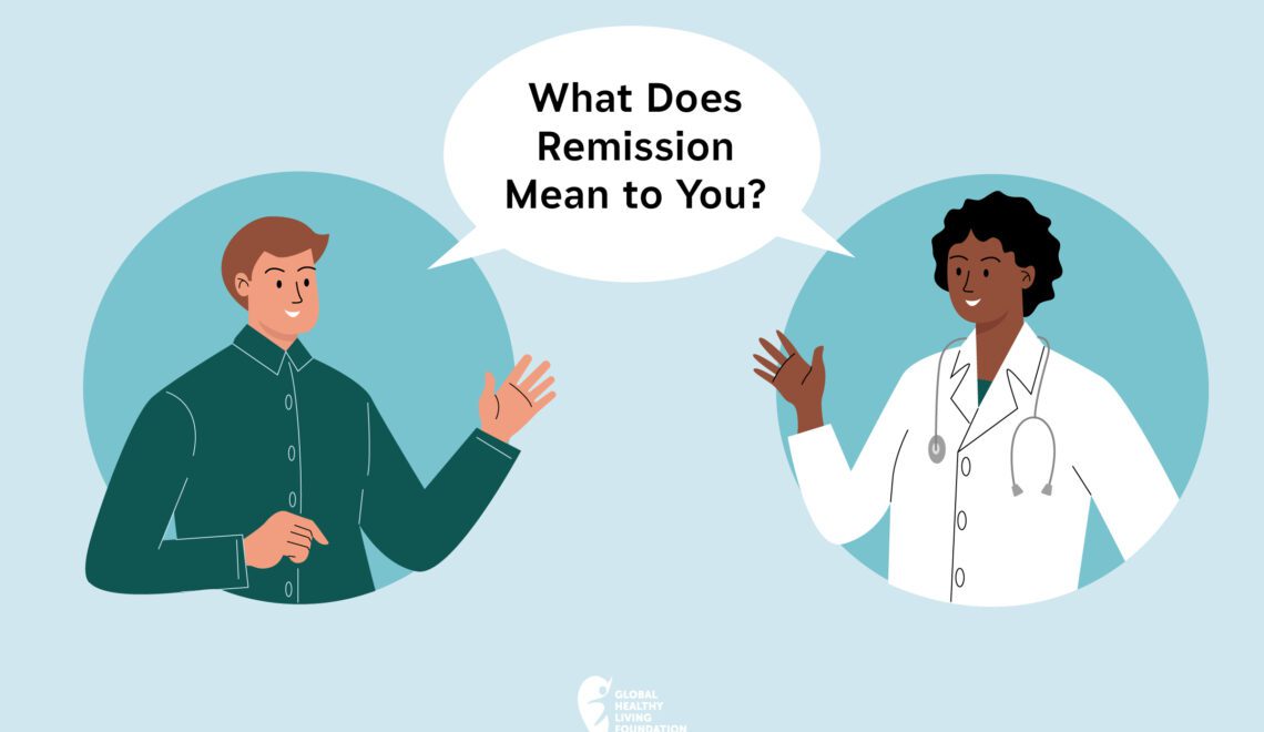 Illustration of people talking about what remission means to them