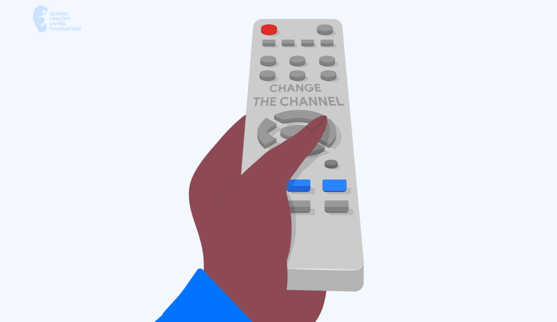 image of remote to indicate changing channel on stress